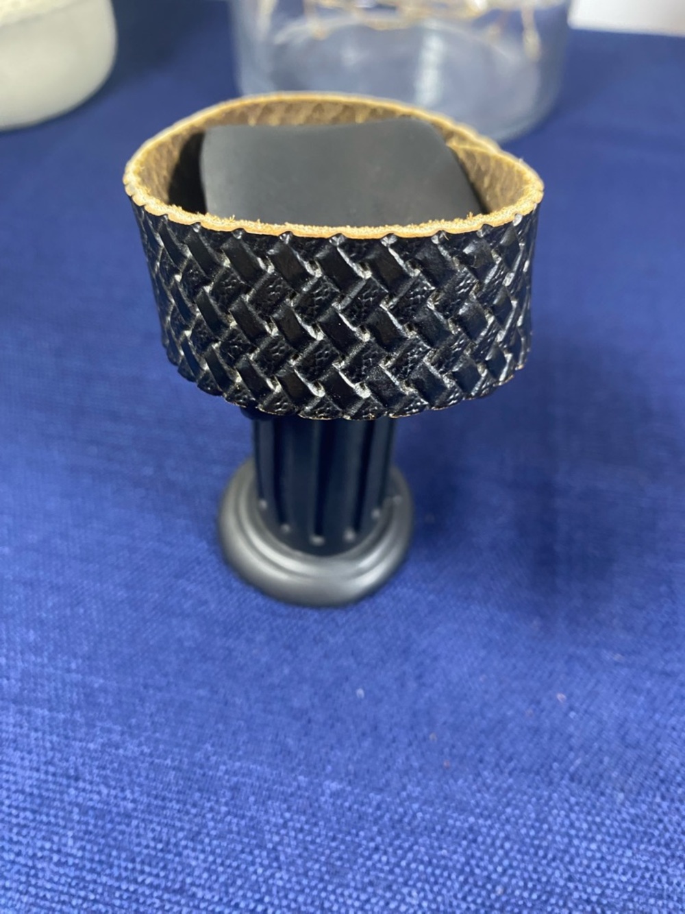 Handcrafted Black Leather Bracelet